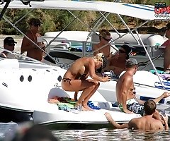 Pink and yellow bikini panty butt
