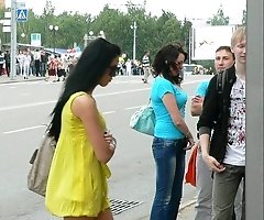 Stretched legs girls on spy upskirt