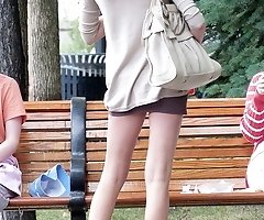 Two blondes filmed by upskirt hunter