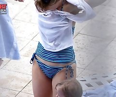 Spying bronze girls in bikinis