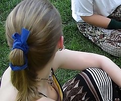 Girls on vacations in downblouse pictures