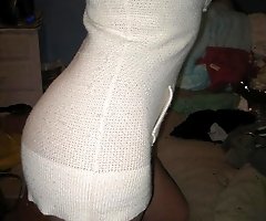 Doll in sexy white dress shot at the disco