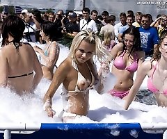 Wet and sheer bikinis of these girls are so sexy