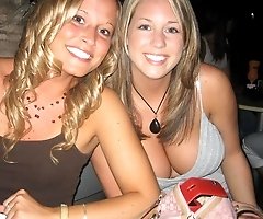 Babes with hard nips pull tops down unbarring tits
