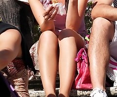 Exciting back view with upskirting