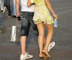 Up skirt blonde secret downblouse
