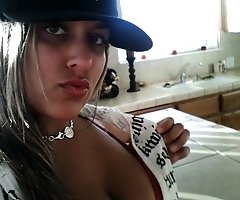 Lewd chick in incredible pose shot on home cam